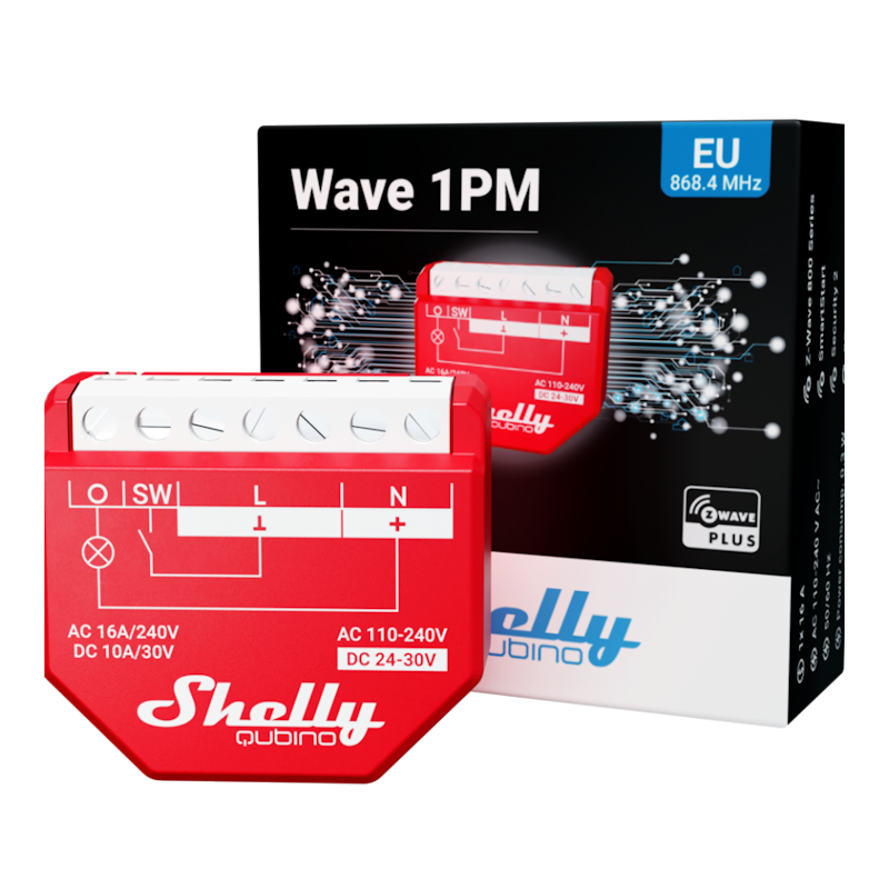 Shelly Qubino Wave 1PM Smart Relay with Power Metering, 16A, Z-Wave